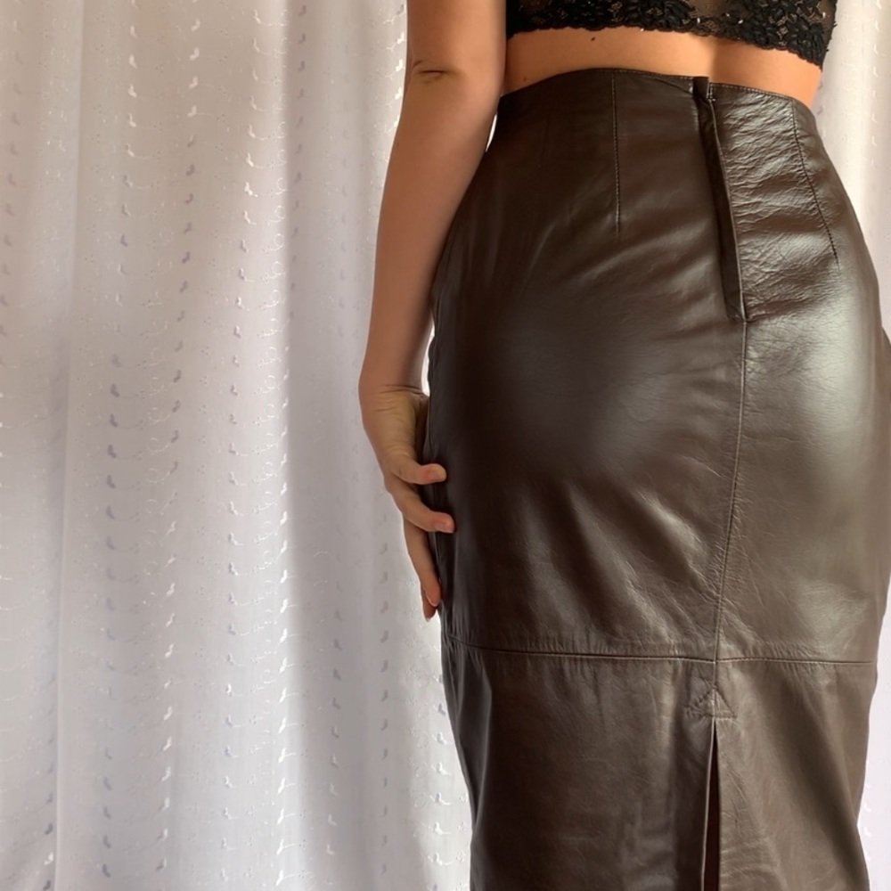 Matter Of Degrees Leather Midi Skirt